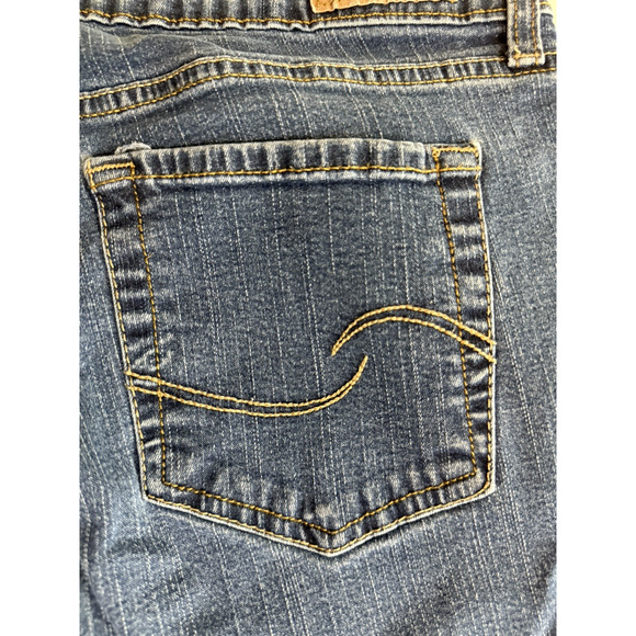 Levi Strauss Signature Mid Rise Straight Jeans Misses 12 Long Dark Wash 0163 - Picture 7 of 12